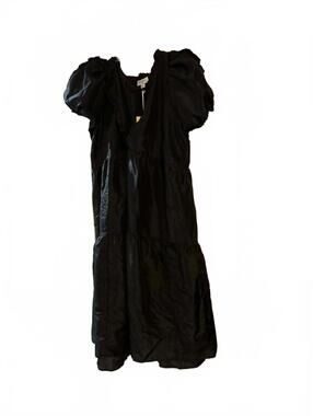 Kika Vargas Black Puff Sleeve Midi Dress Size 3X